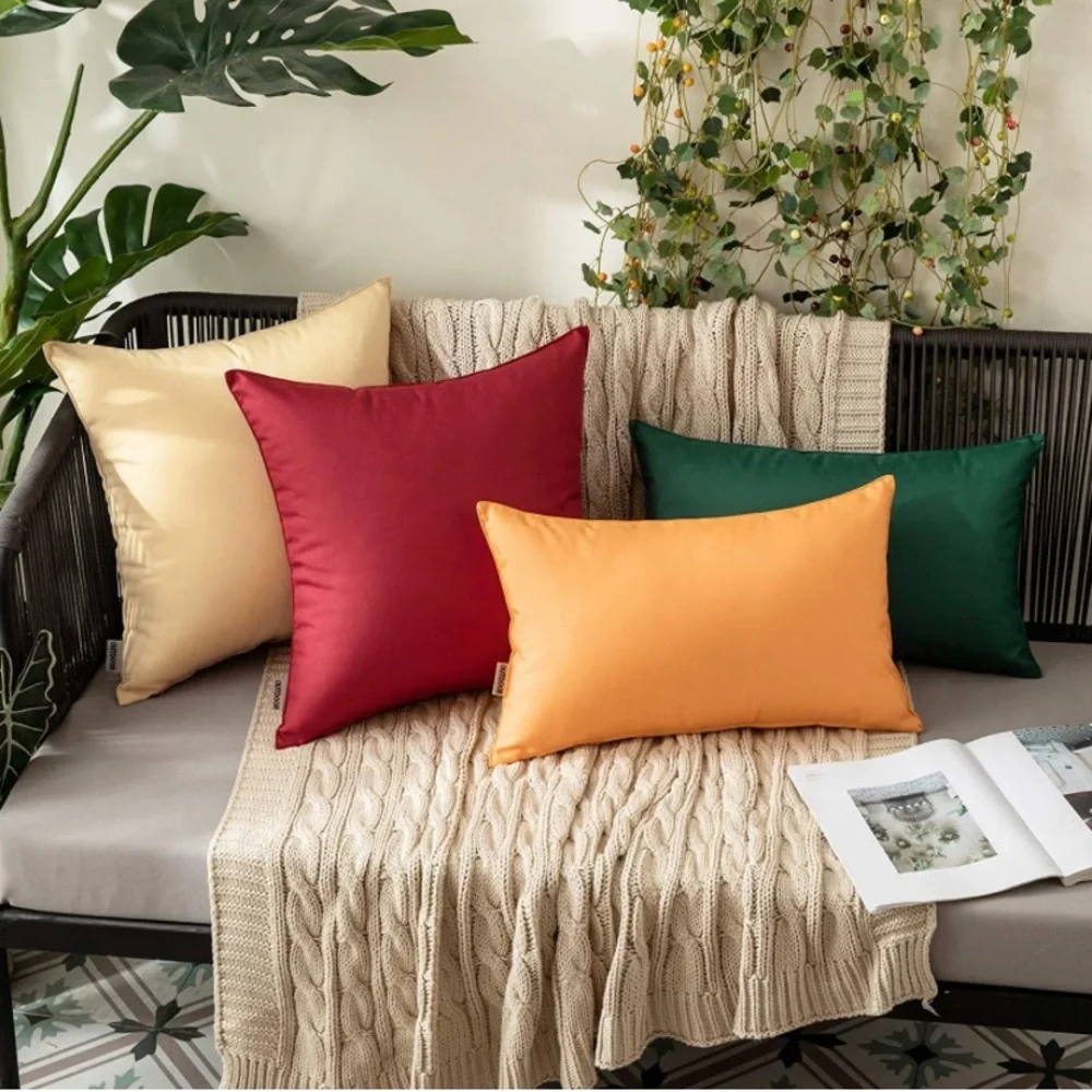 Luxury Home | Set of 2 Wine Red Outdoor Water Resistant Throw Pillow Covers